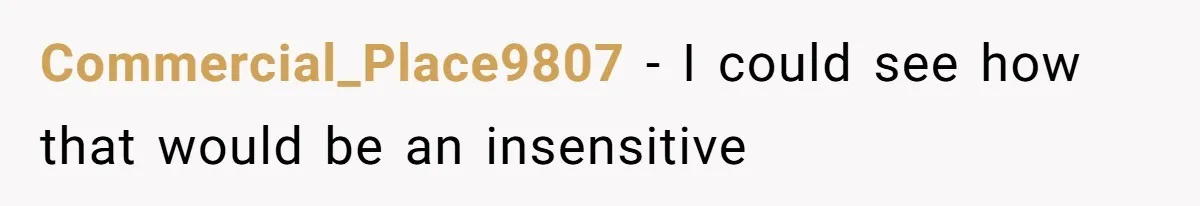 Commercial_Place9807 − I could see how that would be an insensitive