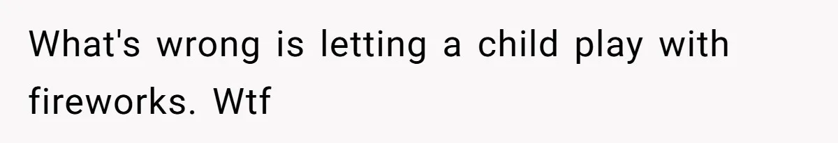 What's wrong is letting a child play with fireworks. Wtf