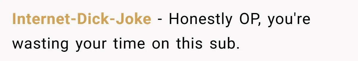 Internet-Dick-Joke − Honestly OP, you're wasting your time on this sub.