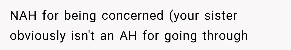 NAH for being concerned (your sister obviously isn't an AH for going through