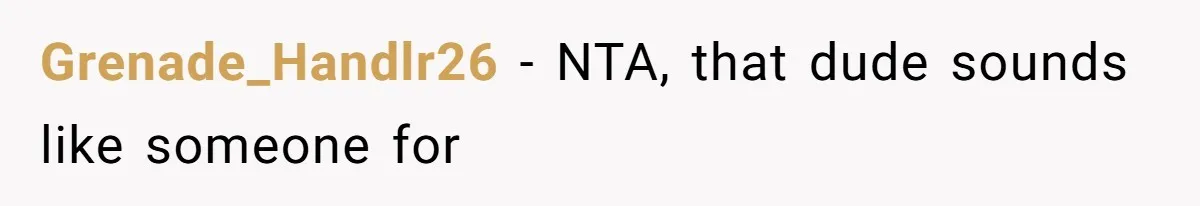 Grenade_Handlr26 − NTA, that dude sounds like someone for