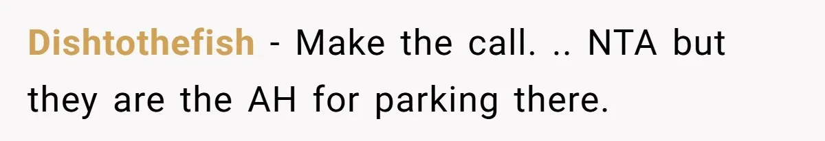 Dishtothefish − Make the call. .. NTA but they are the AH for parking there.