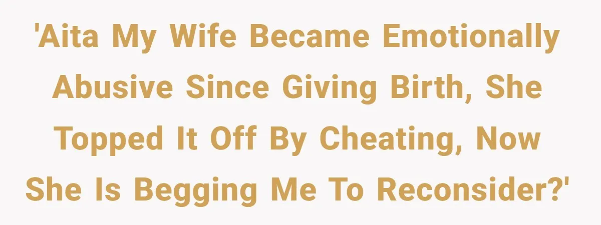 'AITA my wife became emotionally abusive since giving birth, she topped it off by cheating, now she is begging me to reconsider?'