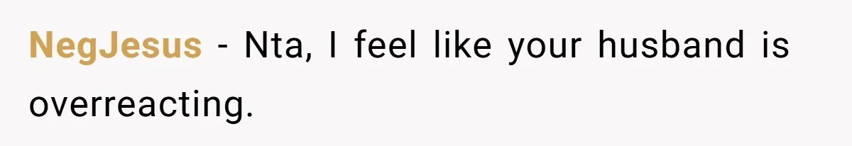 NegJesus − Nta, I feel like your husband is overreacting.