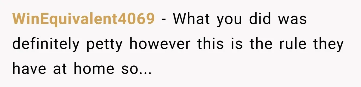 WinEquivalent4069 − What you did was definitely petty however this is the rule they have at home so...