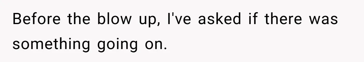 Before the blow up, I've asked if there was something going on.