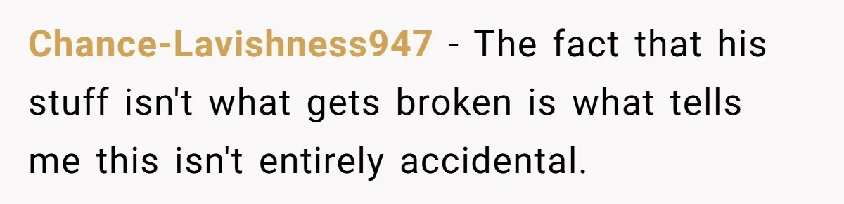 Chance-Lavishness947 − The fact that his stuff isn't what gets broken is what tells me this isn't entirely accidental.