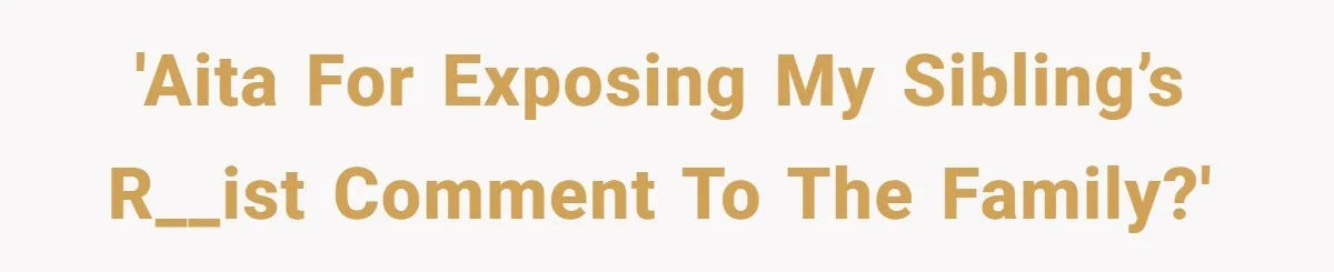 'AITA for exposing my sibling’s r__ist comment to the family?'