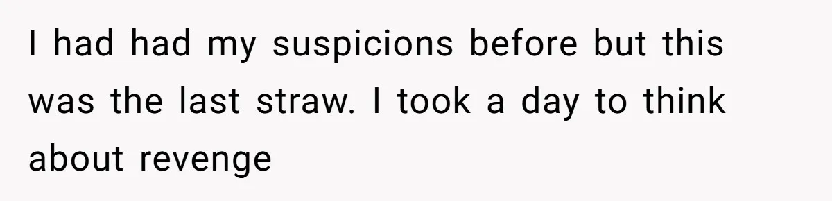 I had had my suspicions before but this was the last straw. I took a day to think about revenge