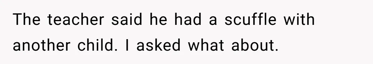 The teacher said he had a scuffle with another child. I asked what about.
