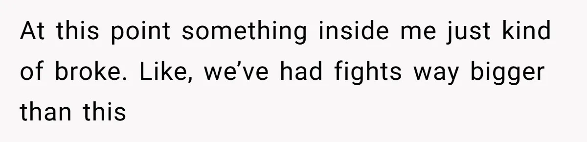 At this point something inside me just kind of broke. Like, we’ve had fights way bigger than this