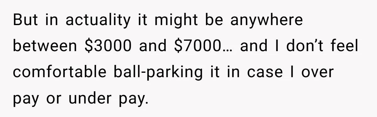 But in actuality it might be anywhere between $3000 and $7000… and I don’t feel comfortable ball-parking it in case I over pay or under pay.