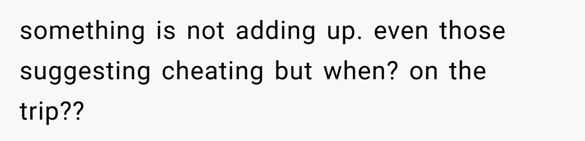 something is not adding up. even those suggesting cheating but when? on the trip??