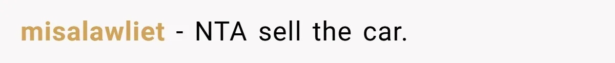 misalawliet − NTA sell the car.
