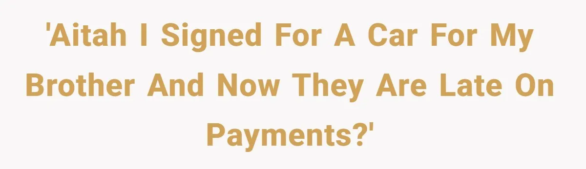 'AITAH I signed for a car for my brother and now they are late on payments?'