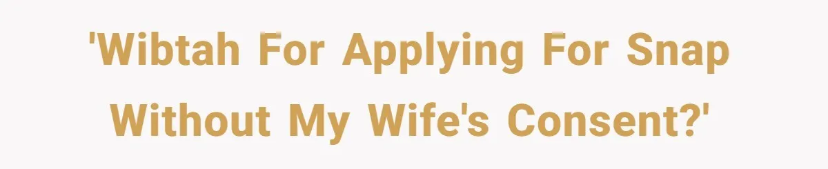 'WIBTAH for Applying for SNAP without my wife's consent?'