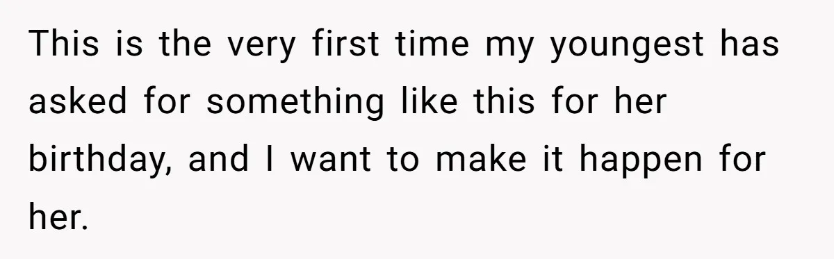 This is the very first time my youngest has asked for something like this for her birthday, and I want to make it happen for her.