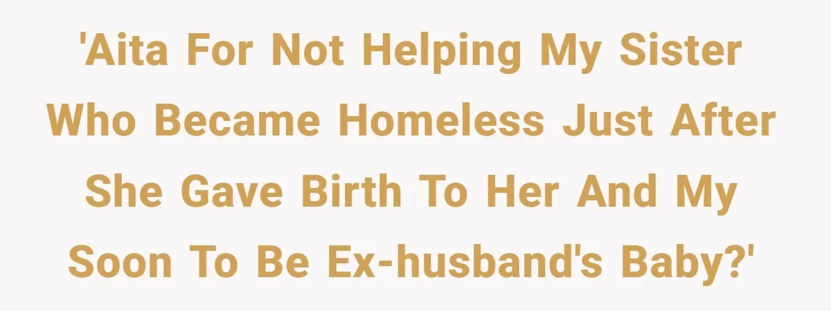 'AITA for not helping my sister who became homeless just after she gave birth to her and my soon to be ex-husband's baby?'