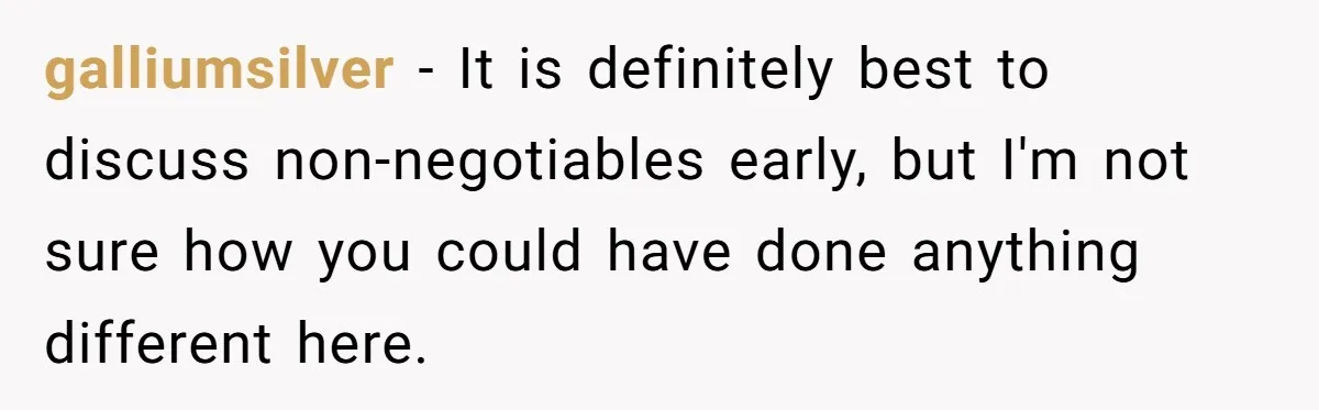 galliumsilver − It is definitely best to discuss non-negotiables early, but I'm not sure how you could have done anything different here.