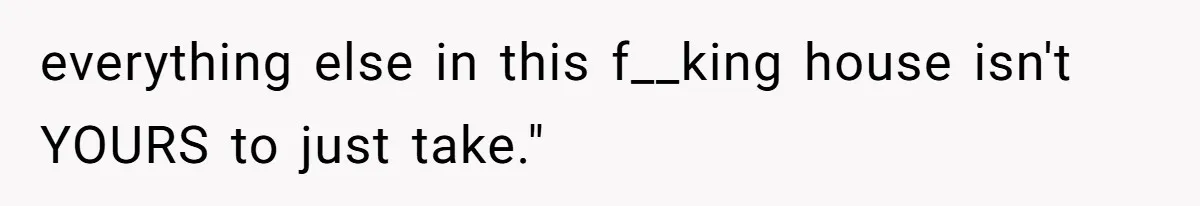 everything else in this f__king house isn't YOURS to just take."
