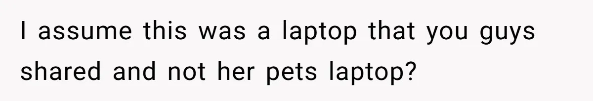 I assume this was a laptop that you guys shared and not her pets laptop?