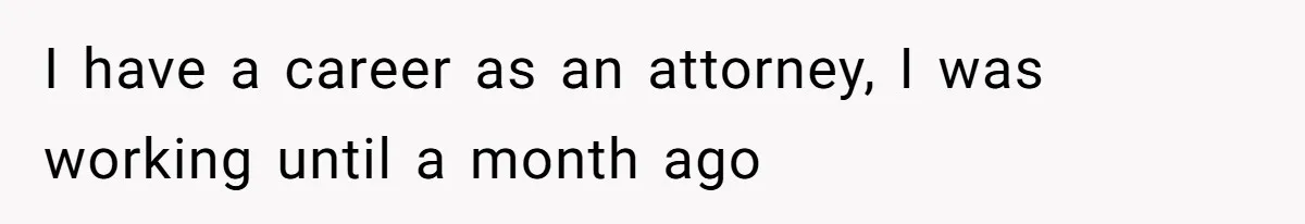 I have a career as an attorney, I was working until a month ago