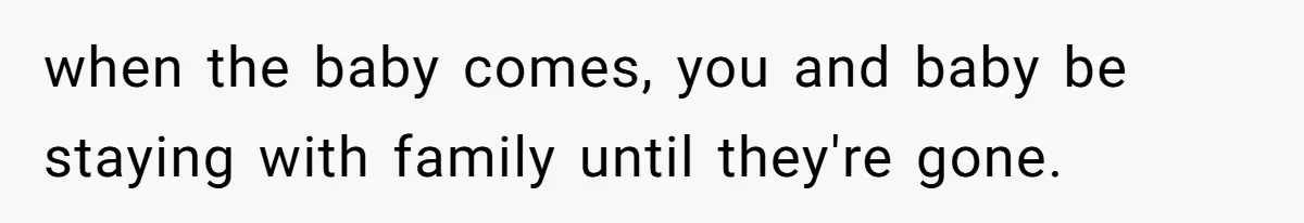 when the baby comes, you and baby be staying with family until they're gone.