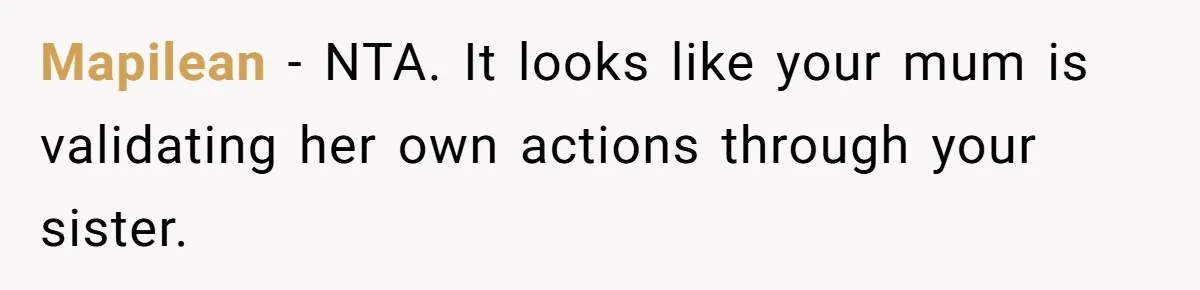 Mapilean − NTA. It looks like your mum is validating her own actions through your sister.