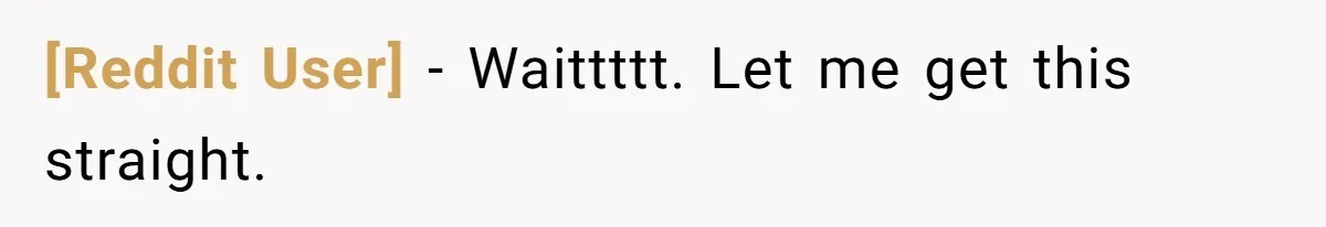 [Reddit User] − Waittttt. Let me get this straight.