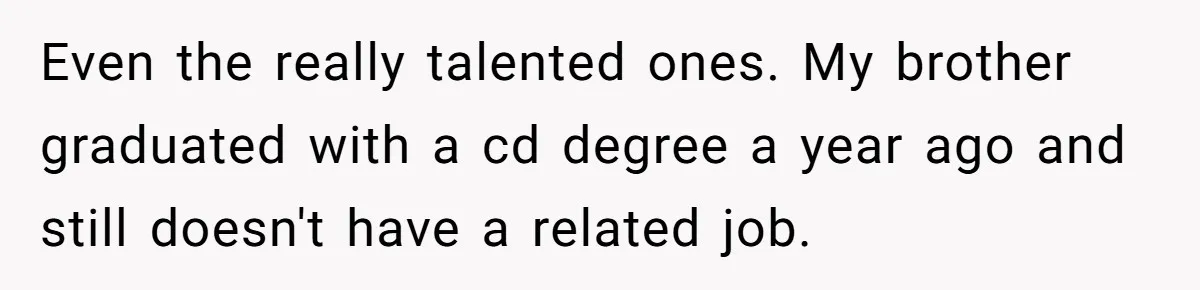 Even the really talented ones. My brother graduated with a cd degree a year ago and still doesn't have a related job.