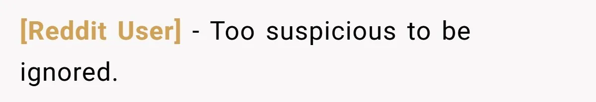 [Reddit User] − Too suspicious to be ignored.