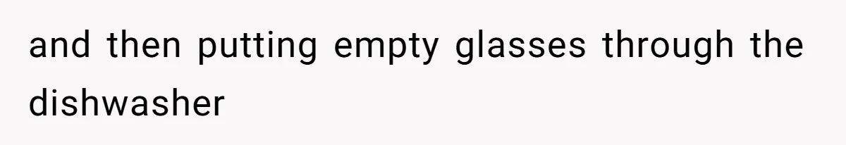and then putting empty glasses through the dishwasher