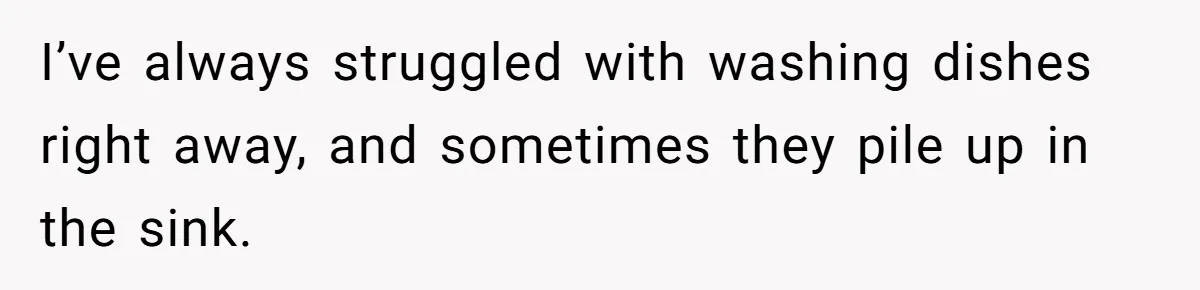 I’ve always struggled with washing dishes right away, and sometimes they pile up in the sink.