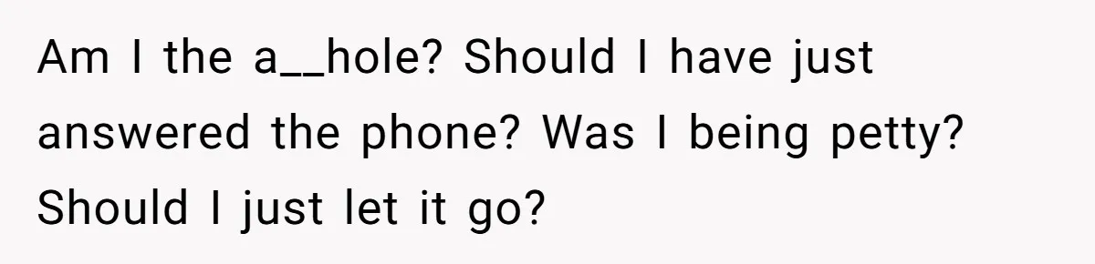 Am I the a__hole? Should I have just answered the phone? Was I being petty? Should I just let it go?