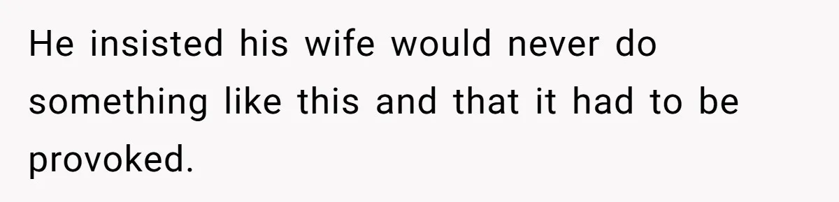 He insisted his wife would never do something like this and that it had to be provoked.