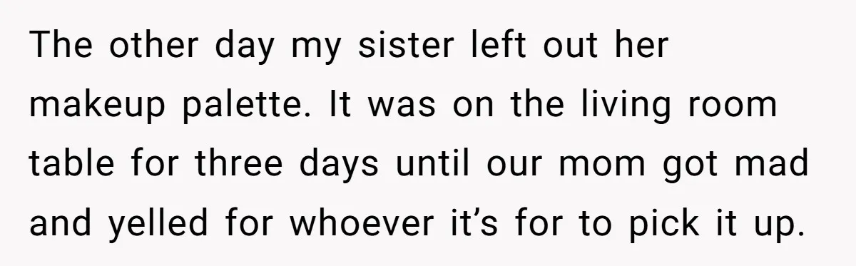 The other day my sister left out her makeup palette. It was on the living room table for three days until our mom got mad and yelled for whoever it’s...