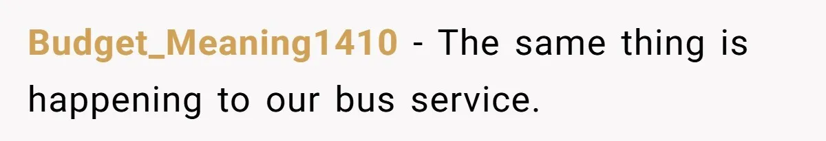 Budget_Meaning1410 − The same thing is happening to our bus service.