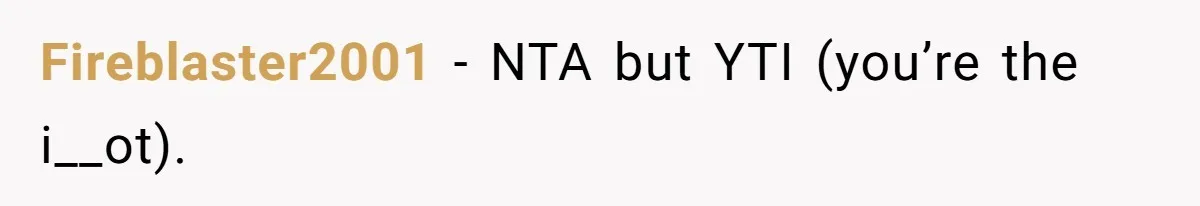 Fireblaster2001 − NTA but YTI (you’re the i__ot).