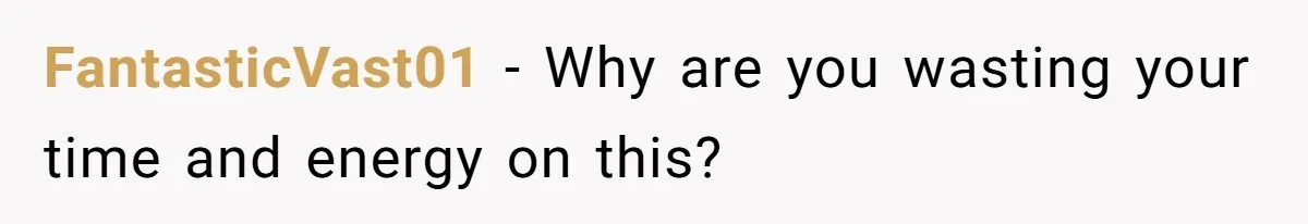 FantasticVast01 − Why are you wasting your time and energy on this?