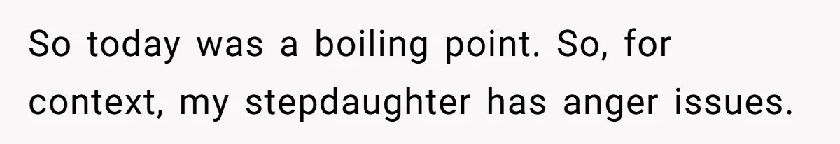 So today was a boiling point. So, for context, my stepdaughter has anger issues.