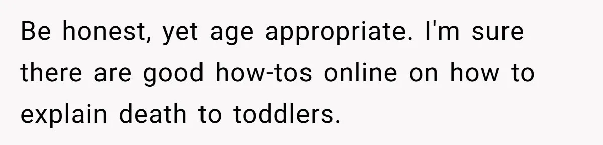 Be honest, yet age appropriate. I'm sure there are good how-tos online on how to explain death to toddlers.