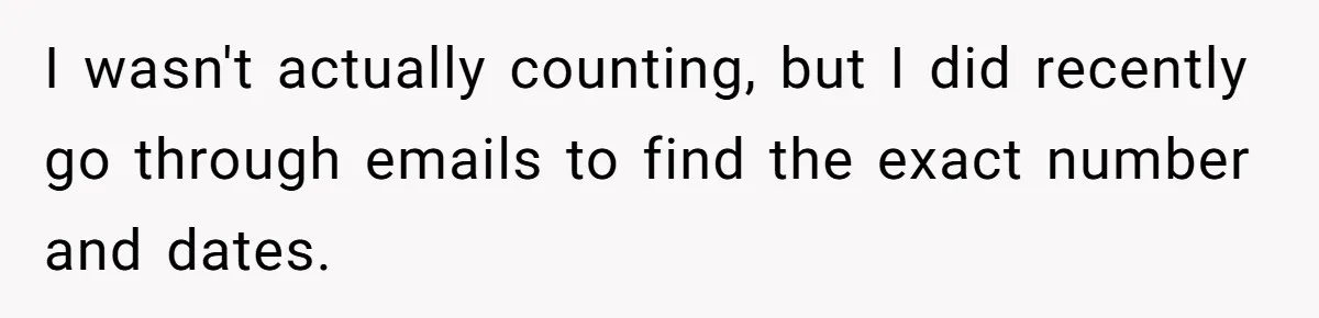 I wasn't actually counting, but I did recently go through emails to find the exact number and dates.