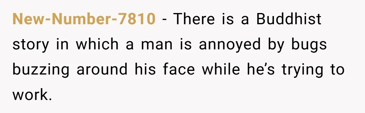 New-Number-7810 − There is a Buddhist story in which a man is annoyed by bugs buzzing around his face while he’s trying to work.