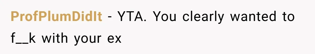 ProfPlumDidIt − YTA. You clearly wanted to f__k with your ex