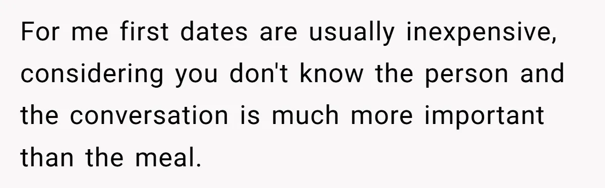 For me first dates are usually inexpensive, considering you don't know the person and the conversation is much more important than the meal.