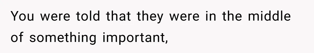 You were told that they were in the middle of something important,