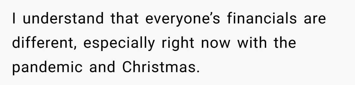 I understand that everyone’s financials are different, especially right now with the pandemic and Christmas.