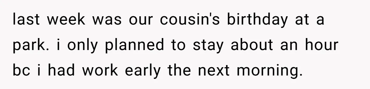 last week was our cousin's birthday at a park. i only planned to stay about an hour bc i had work early the next morning.