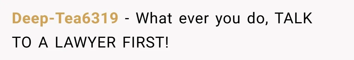 Deep-Tea6319 − What ever you do, TALK TO A LAWYER FIRST!