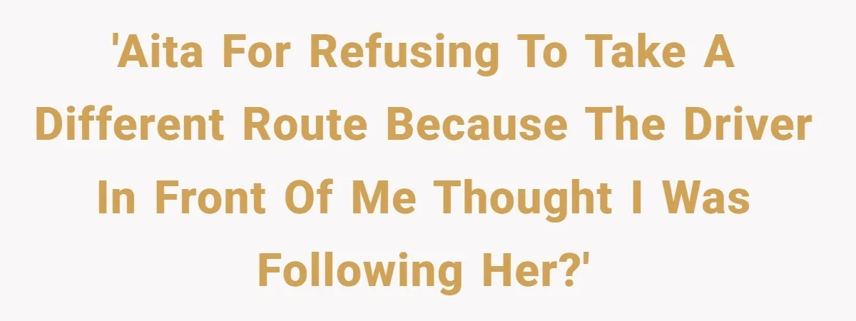 'AITA for refusing to take a different route because the driver in front of me thought I was following her?'